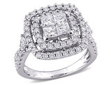 2.00 Carat (ctw H-I, I2-I3) Princess-Cut Diamond Engagement Ring in 14K White Gold
